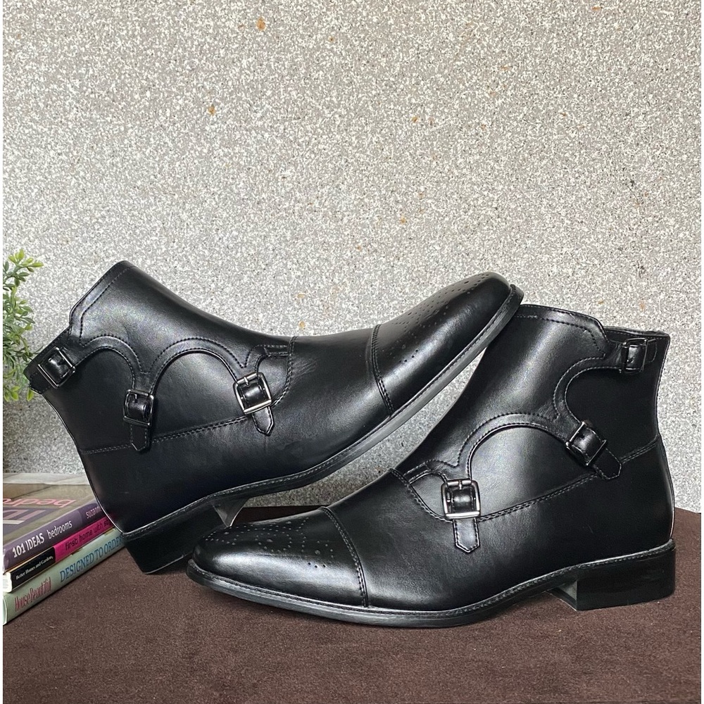 Robert David Black Leather Dress   Boots Size 10.5